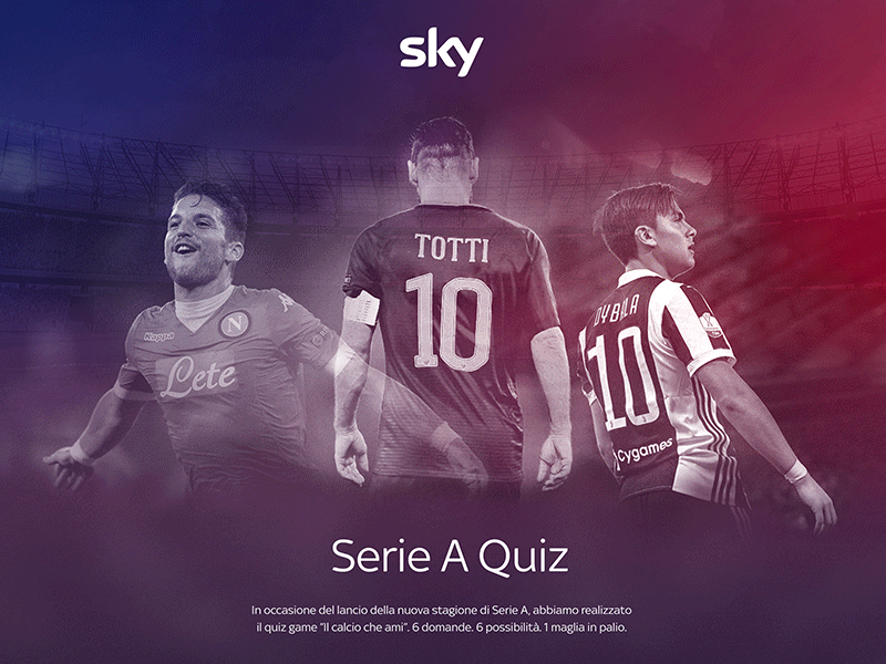 Sky Serie A Quiz artdirection branding cosser interaction landing motion quiz sky sort uiux website