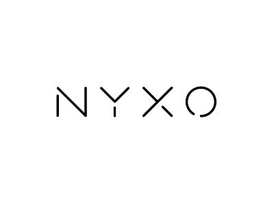 Nyxo brand custom logo monoline simple stencil type typography