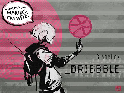 Hey Dribbble! android debut dribbble robot sketch