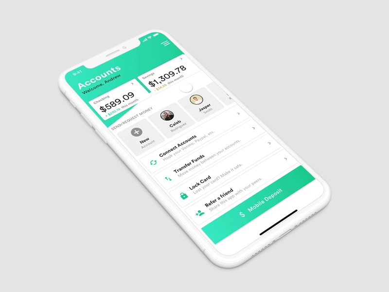 Menu Interaction for Banking App accounts admin app bank iphonex list nav tickets ui ux wallet