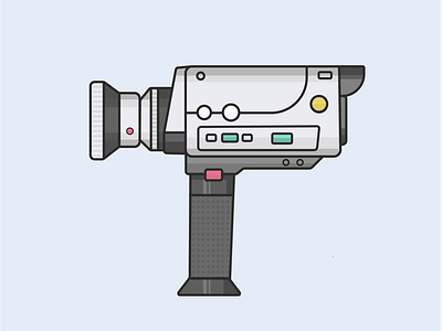 Super 8 camera color flat design illustrator lines shapes simple