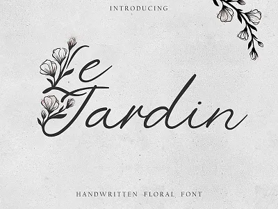 'Le Jardin' floral font alphabet blossom font branding calligraphy feminine floral font floral logo flowers font handwritten font logo logotype made with fontself modern calligraphy script wedding wedding decor wedding font