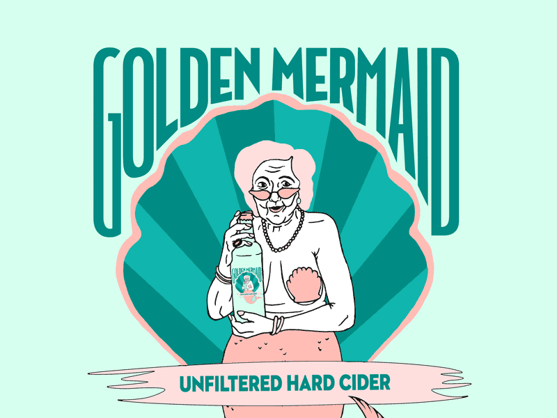 Golden Mermaid Cider beer design label