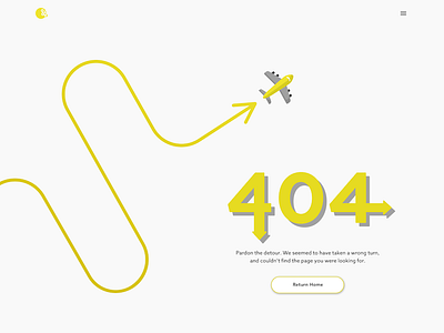 404 Error 404 clean design flat illustration landing page typography ui web website yellow