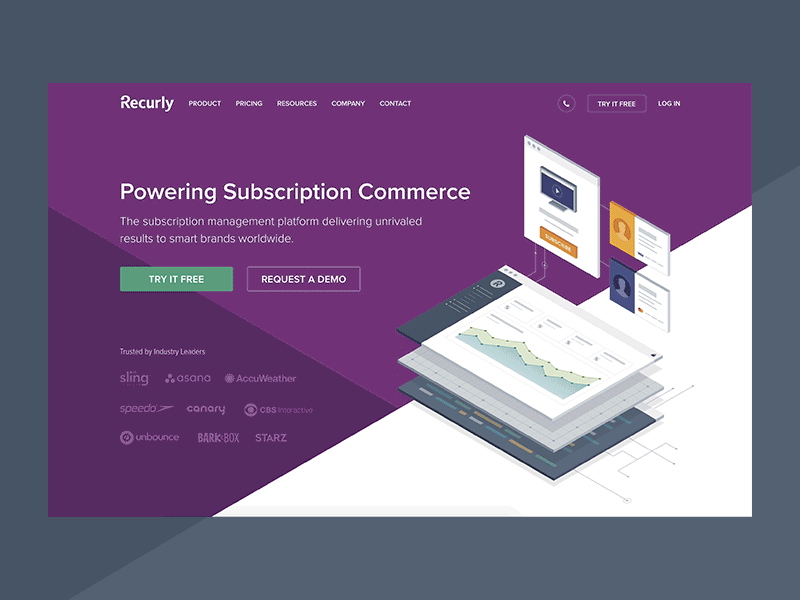 Recurly Home Page Redesign animation app application credit card home home page platform redesign revenue subscription web page website