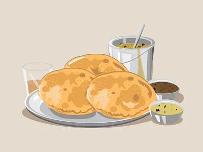 Poori breakfast chai food illustration poori south indian