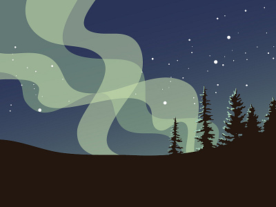 Chasing the Northern Lights alaska bucket list design illustration light nature northern lights outdoor sky trees wonder