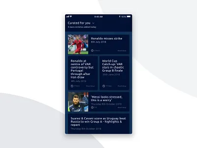 Daily UI #091 - Curated for you 091 button dailyui icon ios news ui ux worldcup
