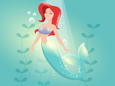 Mermaid bubble cartoon cute girl magical mermaid vector