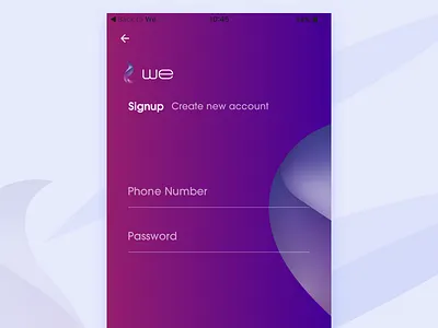 We Signup app color concept graphic info internet minutes mobile phone telecommunications