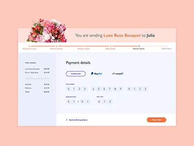 Daily UI #002 - Credit Card Checkout checkout credit card dailyui dailyui002 ecommerce flowers form invision studio ui ux web