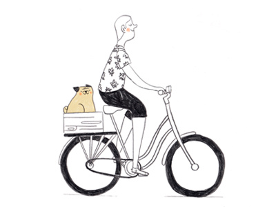 Fenómenos a Pedales animals bikes illustration people watching