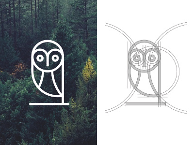 Owl animal concept line logo minimalist nature owl simple tree