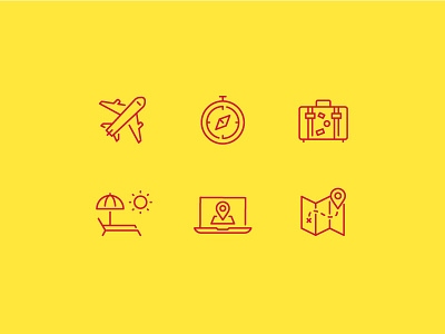 Travel Icons compass icon line luggage map plane resort set tourism travel vacation