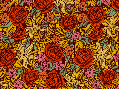 Summer art design floral illustration pattern repeat rose