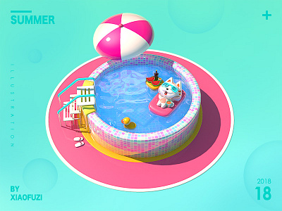 summer2 3d animation box c4d dynamic gif lovely