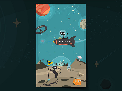 Catmosphere Poster cafe cat planet poster retro rocket space star vintage
