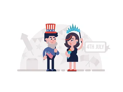 Happy Independence Day! Usa! 4th characters day flat illustration independence july of