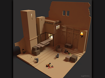 Counter Strike Go- Mirage Map blender counter strike cs go digital art gaming illustration magica voxel map voxel art