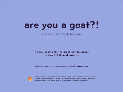 are you a goat?! cokards goat hiring job lagos nigeria recruitment vacancy work