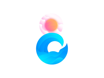 Summer 8 abstract cloud clouds sky fun colors gradient logo mark illustration sea waves wave water summer sun light sunlight vibes