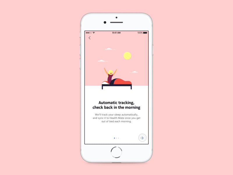 Health Mate — Onboarding Flow app carousel flow illustration motion onboarding prototype slider tutorial ui ux