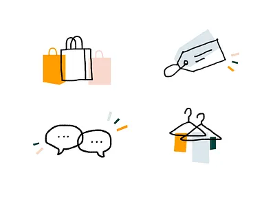 Hand-drawn Icons ecommerce fashion hand drawn icons shopping sketch
