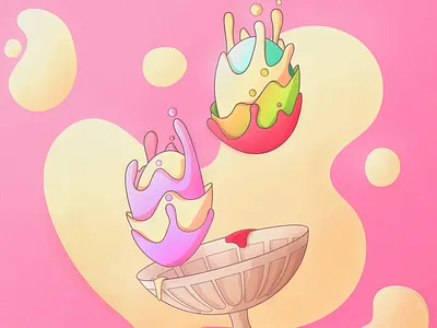 “Two scoops please “ colors design ice cream illustration