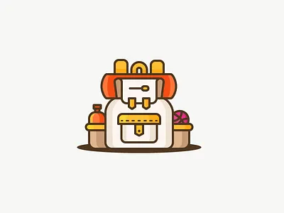 Ready for your journey? adventure backpack dribbble explore hiking icon illustration mountains outline sleeping bag travel trip