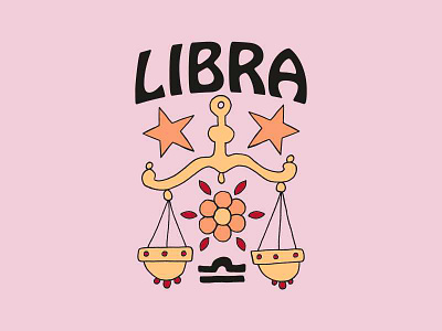 Libra 70s astrology flower libra libran scales sign stars zodiac