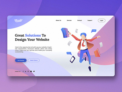 Fluido Hero Header #14 branding device gradient hero laptop sketch slider tech ui ux web website