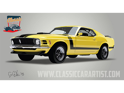 1970 Mustang classic car illustration mustang