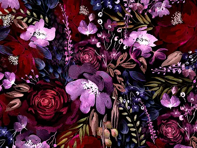 Floral Chaos drawing flowers illustration leaves painting pattern pink watercolor