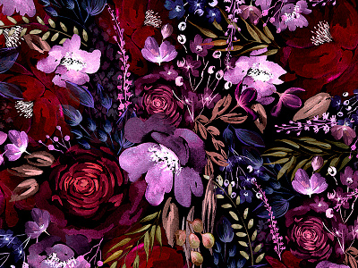 Floral Chaos drawing flowers illustration leaves painting pattern pink watercolor