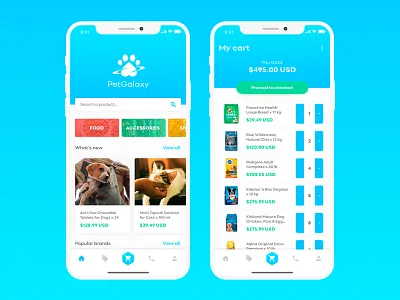 PetGalaxy Store App adobexd ecommerce madewithxd petsapp storeapp ui uidesign userinterface ux uxdesign