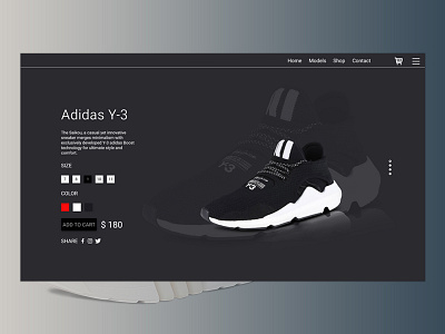 E-commerce landing page design adidas y3 casual design e commerce modern online shoes shop shopping ui