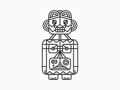 Robotum black white graphic design illustration lines symmetry