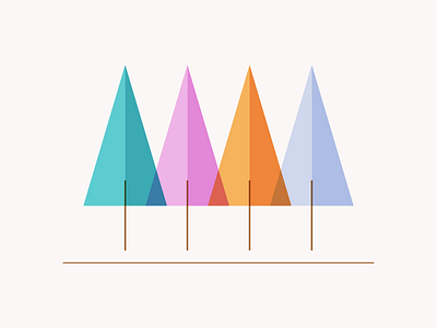 Four Seasons - Trees autumn color blocks digital design fall illustration minimalist nature seasons spring summer trees winter