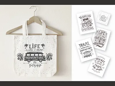 Travel quotes, hand drawn lettering cards. Prints for t-shirt. adventure explore font hand drawn lettering hand lettering handwritten letter print for t shirt quote travel typography wanderlust