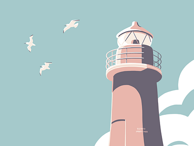 Lighthouse illustration lighthouse screen print seagulls