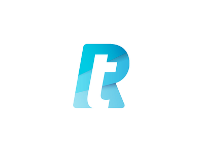 RT Monogram Rework blue cyan letter mark letter r t gradient shadow logo mark symbol icon negative space shape minimal glyph type typography text custom