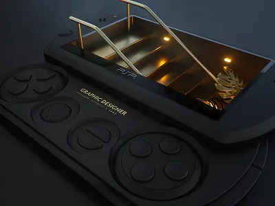 PSP portal_2 3d c4d cinema cinema4d composition design fashion gold photoshop psp retro wave