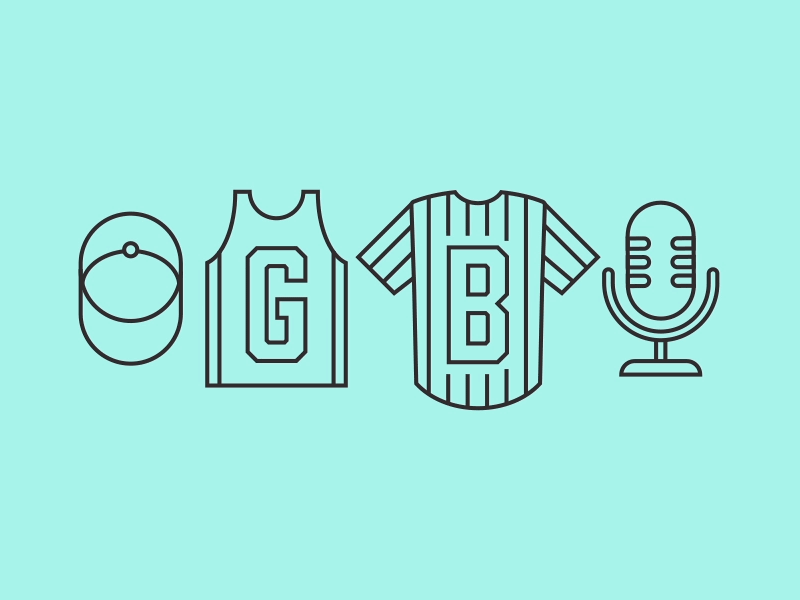 Sporting Build after effects animation baseball basketball gif hat jersey loop microphone motion podcast sports