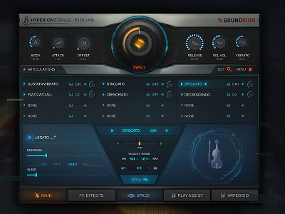 Hyperion Strings Micro VST GUI Design audio design gui hi tech kontakt minimal scifi scott kane ui user interface ux vst