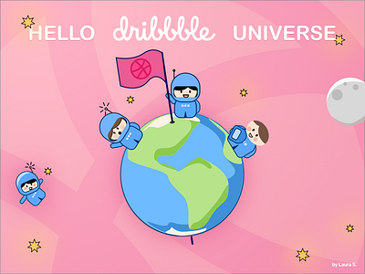 Hello Dribble Universe astronauts dribble earth happy hello moon planet space stars universe welcome world
