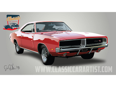 1969 Charger RT charger classic car illustrationss