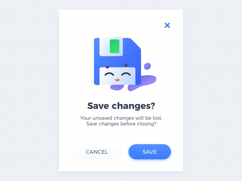 Save Changes animation character character design design dialog illustration illustrator popup principle sketch ui vector