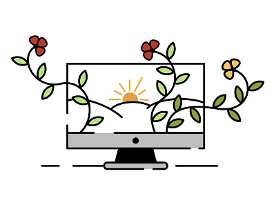 Computer Floral computer design come to life floral flowers graphic illustration mac minimal minimalistic sunset vector vine