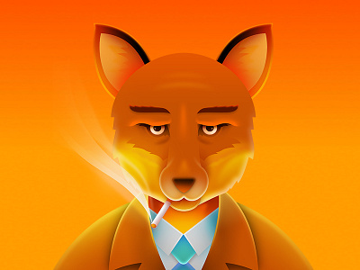 Detective Fox affinity cigarette designer fox illustration smoke vector