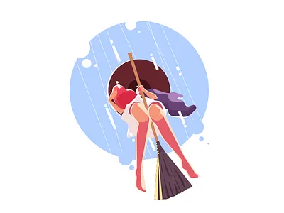 Flying Broomstick broomstick circle fly flying geometric illustration magic ride the ui witch